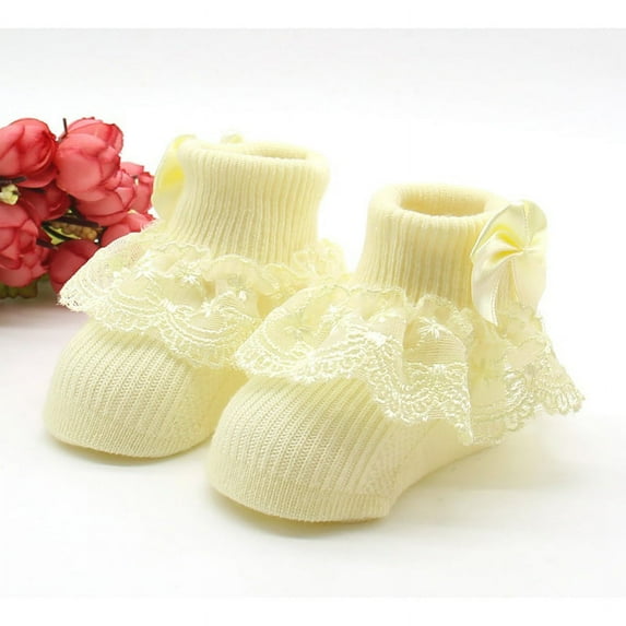 Baby Girls Tutu Socks Bow Lace Newborn Infant Frilly Sock Cotton Short Socks