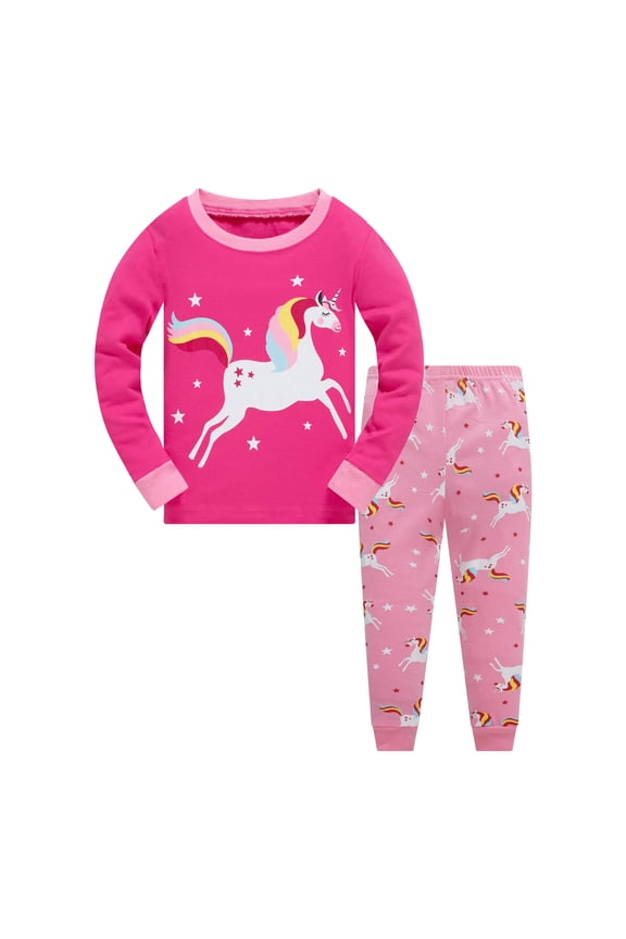 Baby Girls Unicorn Pajamas 2 Piece Set 100% Cotton Rainbow Sleepwear Size 6T