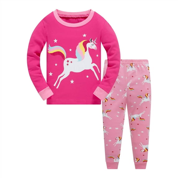 Baby Girls Unicorn Pajamas 2 Piece Set 100% Cotton Rainbow Sleepwear Size 8T