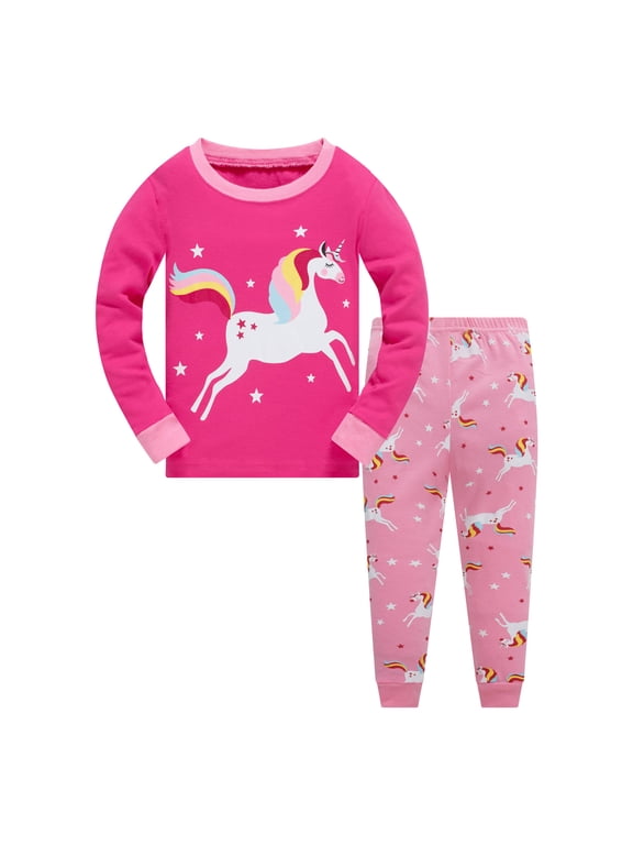 Baby Girls Unicorn Pajamas 2 Piece Set 100% Cotton Rainbow Sleepwear Size 8T