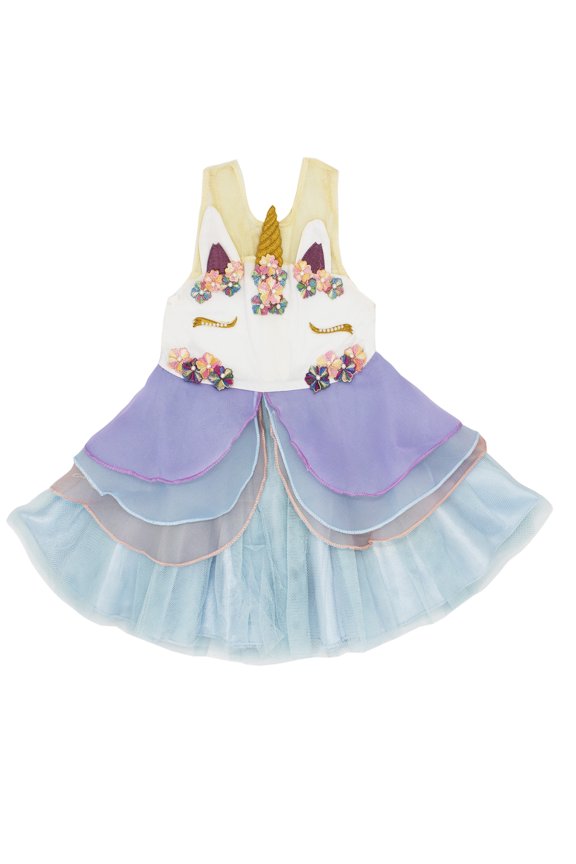 Baby Girls Unicorn Princess Tutu Dress (Blue, 140/4-5 Years)