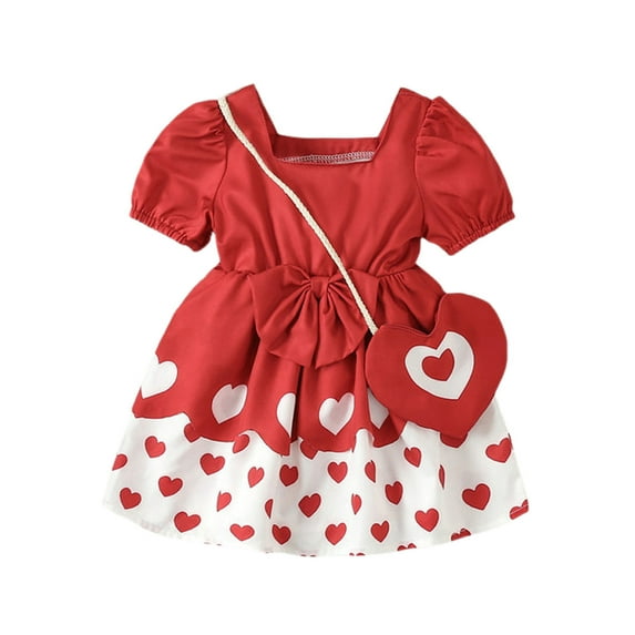 Baby Girls Valentines Day Dress Sleeveless Back Dress Princess Birthday Party Dresses Cute Photoshoot Clothes Girl Valentine's Day Outfit for Toddler Kids 3T
