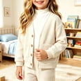 thumbnail image 1 of Baby Girls Waffle Knit Cardigans Button Down Sweaters V-Neck Long Sleeve Outerwear Tops with Pockets Casual Fall School Jackets Lightweight Cozy Knitwear, Size 1-2 T, 1 of 5
