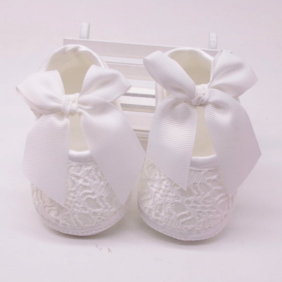 Baby Girls Walk Shoes Bowknot Lace Soft Sole Shoes First Walking Shoes Size 6-12 Months