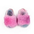 thumbnail image 1 of Baby Girls Warm Fuzzy Slipper Plush Sandals Soft Sole Faux Fur Flats Toddler Prewalker Slipper Elastic Back Strap, 1 of 7