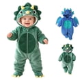 thumbnail image 1 of Baby Girls Warm Long Sleeve Hooded Jumpsuit Dinosaur Costume Infant Baby Clothes Cosplay Costume Halloween Costume for Boys Size 0-12 Months, 1 of 9