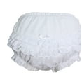 thumbnail image 1 of Baby Girls White Elastic Bloomer Diaper Cover with Embroidered Eyelet Edging, 1 of 4