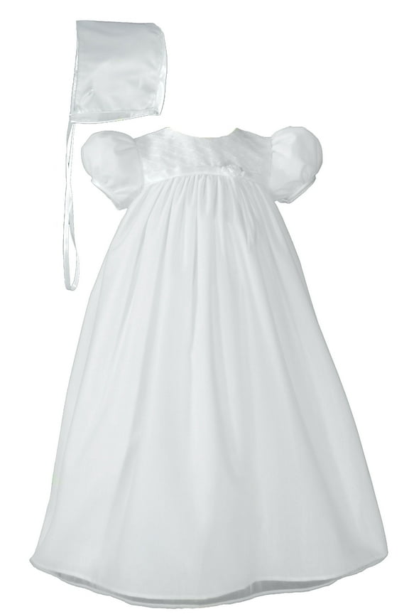 Baby Girls White Embroider Taffeta Christening Dress (Baby)