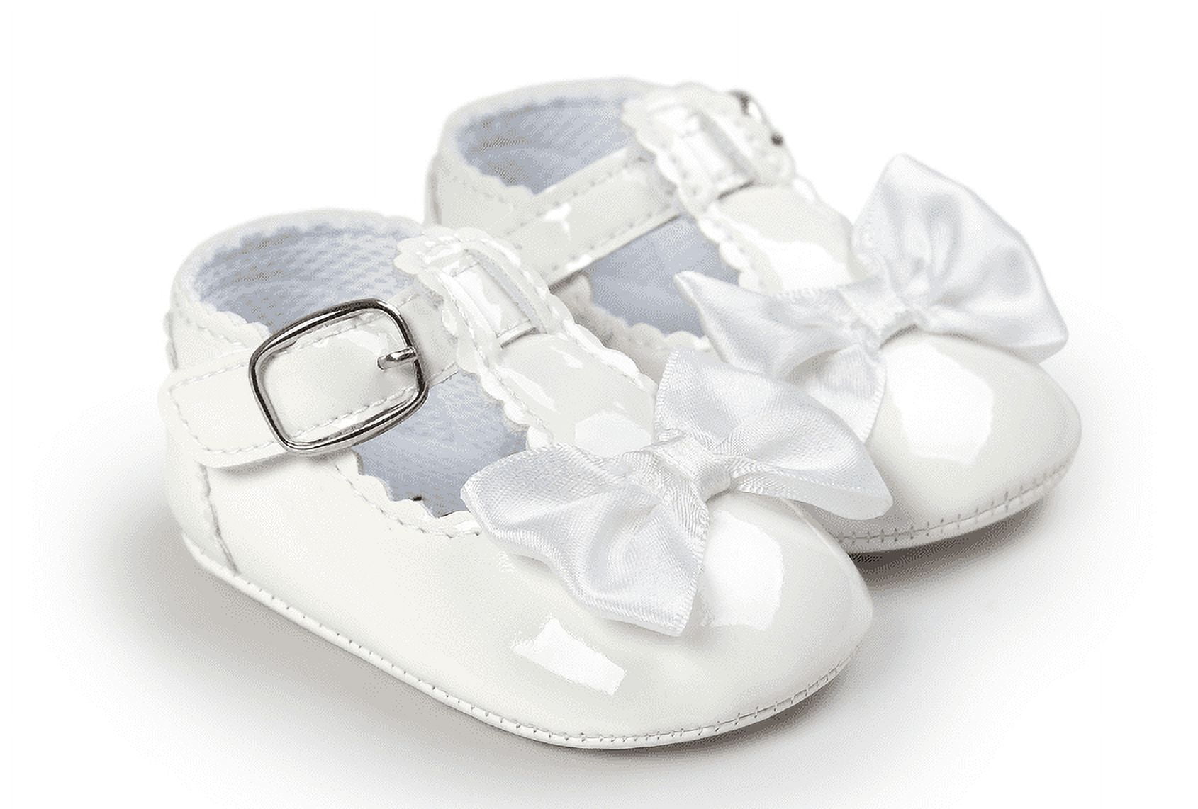 Baby Girls White Patent Bow Mary Janes Flats 12-18M Size 3