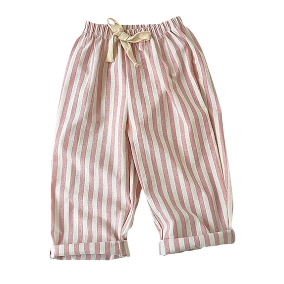 Baby Girls Wide Leg Linen Striped Pants Kids Casual Summer Palazzo Pants Flowy B𝐨ho High Waisted Beach Trousers with Pockets