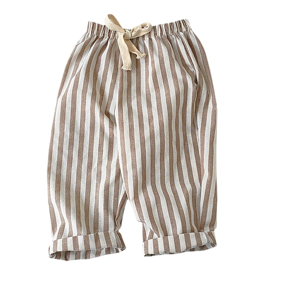 Baby Girls Wide Leg Linen Striped Pants Kids Casual Summer Palazzo Pants Flowy B𝐨ho High Waisted Beach Trousers with Pockets