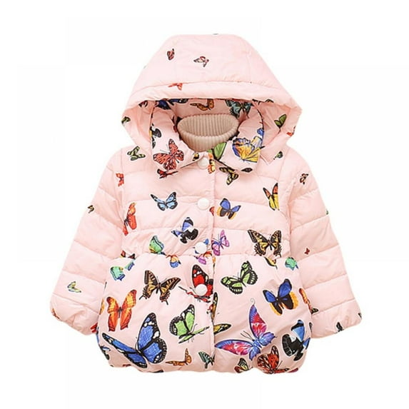Baby Girls Winter Autumn Warm Butterfly Little Kids Toddler Thickened Jacket Coat 6 Size/6 months-1 Year