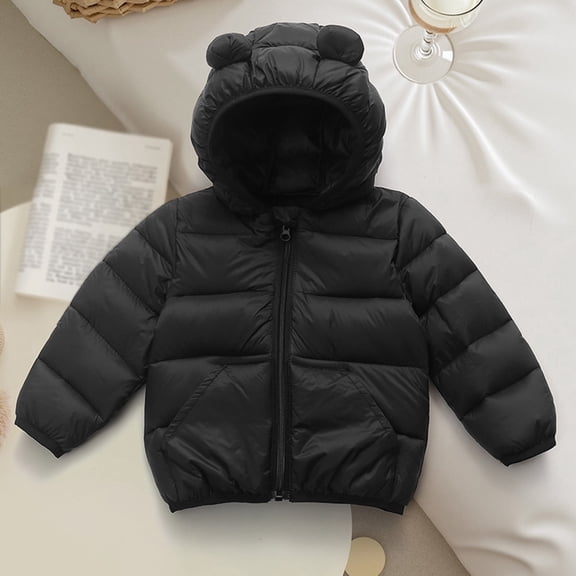 Baby Girls Winter Coat Adorable Bear Hooded Jacket Long Sleeve Light Winter Coats Jacket Outwear 6-12 Months