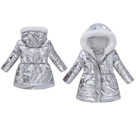Baby Girls Winter Coat,Baby Girls Puffer Coat Baby Mid-length Hoodie with Zipper Windproof Jacket Outwear For Baby Kids Child Down Jacket Warm Thick Clothes