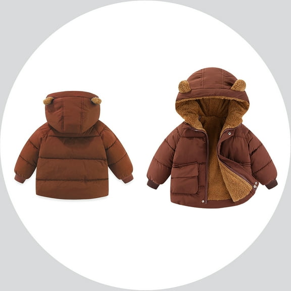 Baby Girls Winter Coat,Baby Girls Puffer Coat Cute Bear Ear Hooded Jacket Zipper Up Down Coats for Kids Baby Girls Kids Fall Jacket Baby Boy Clothes