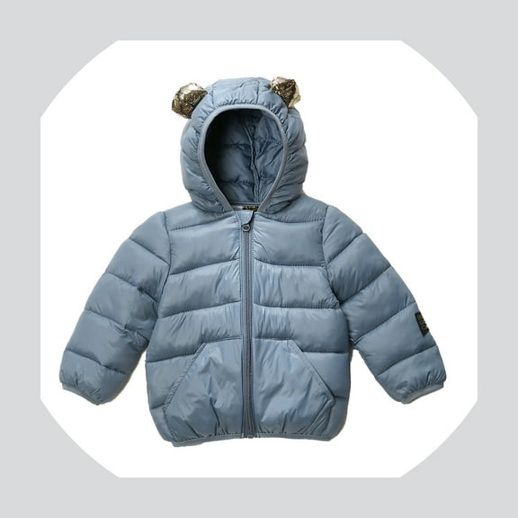 Baby Girls Winter Coat,Baby Girls Puffer Coat Cute Bear Ear with Hoods Thicken Windproof Zipper Warm Outwear for Baby Girls Baby Girl Jacket Toddler Winter Clothes