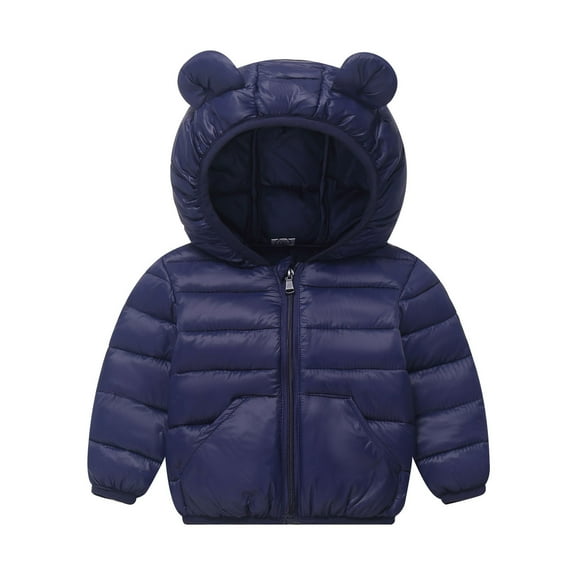 Winter Coat Toddler Puffer Coat Cute Bear Ear Hooded Jackets with Pockets Zipper Up Down Coats for Kids Baby Girls Baby Boy Jacket Baby Clothes 12-18 Months