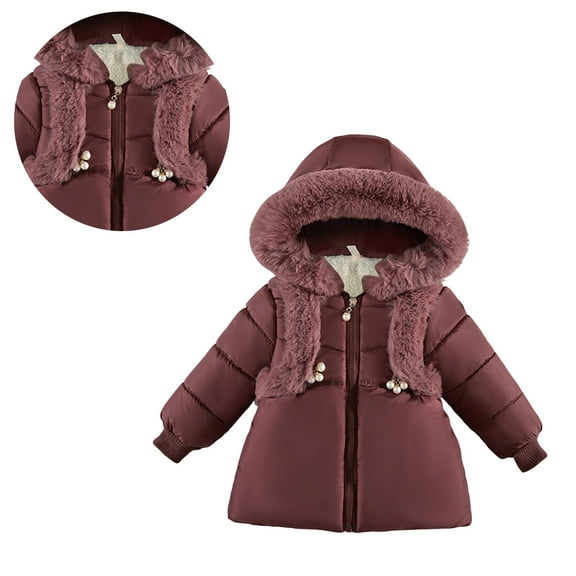 Baby Girls Winter Coat,Baby Girls Puffer Coat Mid-length Hooded Jackets With Pockets Lightweight Puffer Jacket For Baby Girls Fall Coat For Girls Baby Winter Clothes