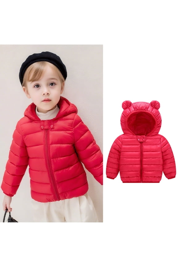 Baby Girls Winter Coat Baby Hoodie with Bear Ear Zipper Windproof Puffer Coat Baby Boy Clothes 6-12 Months