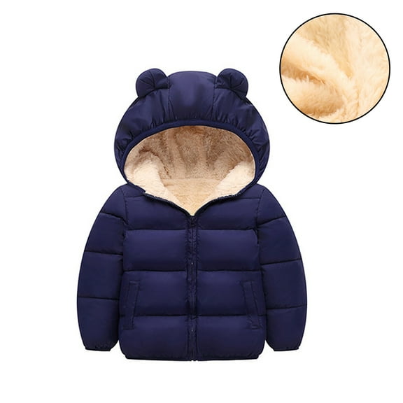 Baby Girls Winter Coat Boys Puffer Jacket Zip up Long Sleeve Windproof Jacket Outwear Cute Bear Ear Hooded Jackets with Pockets Boys Winter Jackets Size 6-12 Months