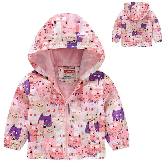 Baby Girls Winter Coat Dinosaur Print Lightweight Coat Windproof Jacket for Baby Girls Winter Clothes 18-24 Months