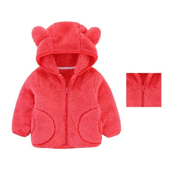 Baby Girls Winter Coat Cute Bear Ear Hooded Jacket for Baby Girls Warm Outerwear Winter Clothes 4-5 Years