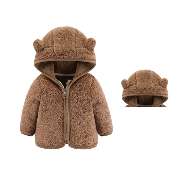 Baby Girls Winter Coat Cute Bear Ear with Hoods for Baby Warm Outerwear Winter Clothes 6-12 Months