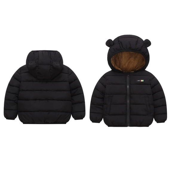 Baby Girls Winter Coat,Kids Puffer Coat Bear Ear Hooded Jacket Zipper Windproof Jacket Outwear for Baby Kids Winter Jacket Baby Boy Clothes