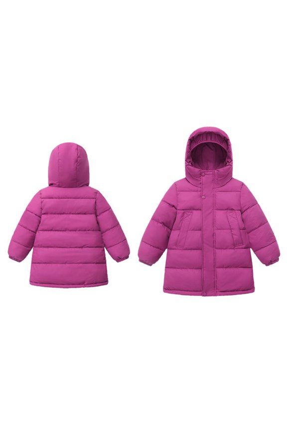 Baby Girls Winter Coat,Kids Puffer Coat Mid-length Hooded Jacket Zipper Up Down Coats For Baby Kids Baby Winter Jacket Little Boys Girls Clothes