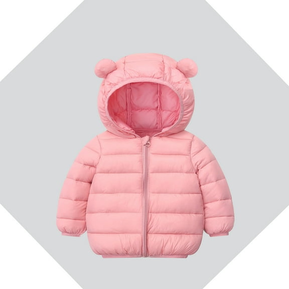 Baby Girls Winter Coat,Little Boys Girls Puffer Coat Cute Bear Ear with Hoods Windproof Down Jacket for Baby Toddler Winter Jacket Winter Baby Girl Clothes