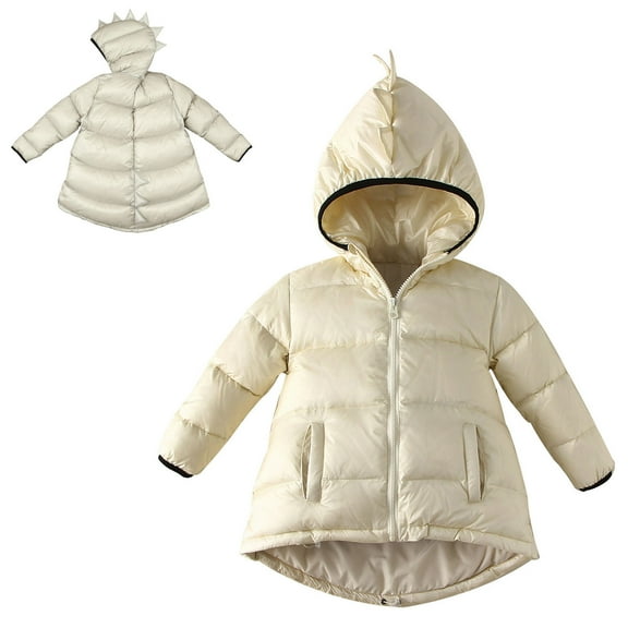 Baby Girls Winter Coat,Little Boys Girls Puffer Coat Cute Dinosaur Hooded Jackets with Pockets Windproof Down Jacket Winter Jacket 1-2 Years