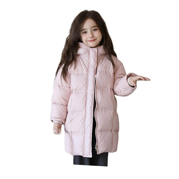Baby Girls Winter Coat,Little Boys Girls Puffer Coat Mid-length Hooded Jacket Zipper Windproof Jacket Outwear For Kids Baby Girls Child Puffer Jacket