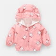 thumbnail image 1 of Baby Girls Winter Coat Solid Color Cartoon Printed Lightweight Coat Windbreaker Outerwear for Baby Boys Hoddie Jacket 6-12 Months, 1 of 3