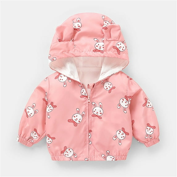 Baby Girls Winter Coat Solid Color Cartoon Printed Lightweight Coat Windbreaker Outerwear for Baby Boys Hoddie Jacket 6-12 Months