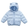 thumbnail image 1 of Baby Boys Winter Down Coat Baby Hoodie with Bear Ear Windproof Puffer Padded Coat Warm Outerwear 6-12 Months, 1 of 4