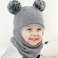 thumbnail image 1 of Toddler Winter Knitted Hat Earflap Hood Scarves Warm Lined Hat Thick Scarf for Baby Girls, 1 of 5