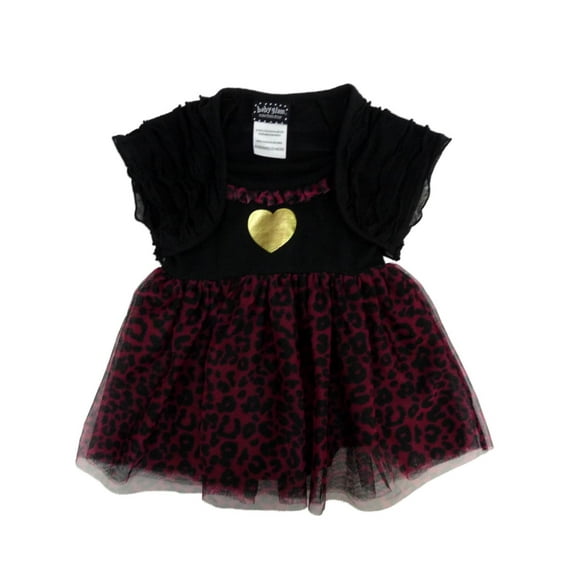 Baby Glam Infant Girl Creeper Leopard Print Tulle Skirt Dress Caplet 2 PC 3-6m