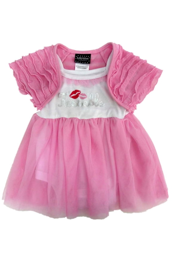 Infant Girl Kissable Creeper Pink Tulle Skirt Dress Caplet 2 PC 3-6m