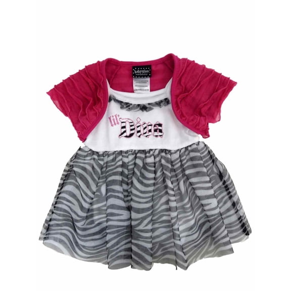Baby Glam Infant Girl Lil Diva Creeper Tulle Skirt Dress Caplet 2 Piece Set NB