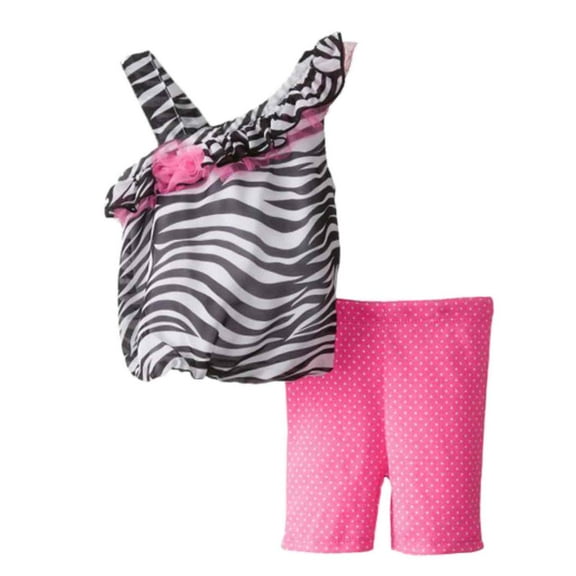 Baby Glam Infant Girls Zebra Print Bubble Top Pink Leggings Outfit 2 PC Set 0-3m