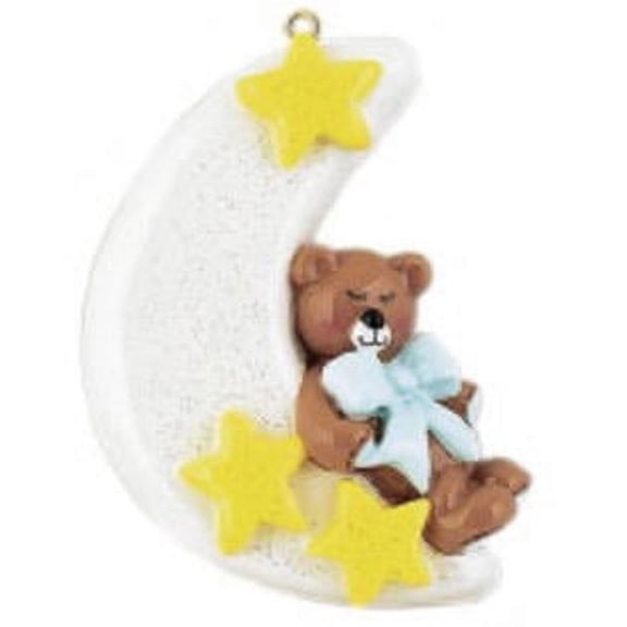 Baby Glitter Moon Blue Personalized Christmas Ornament DO-IT-YOURSELF