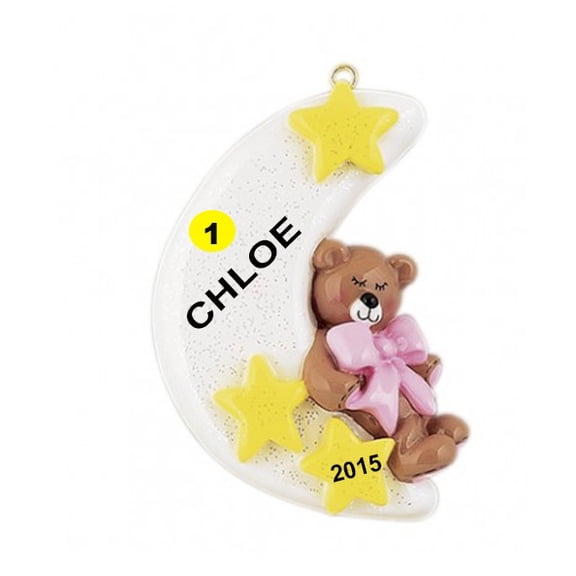 Baby Glitter Moon Pink Personalized Christmas Ornament DO-IT-YOURSELF