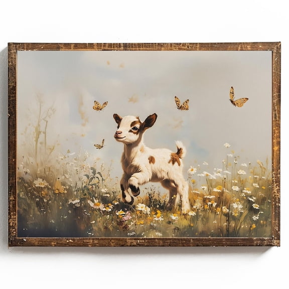 Baby Goat Poster Cottagecore Nursery Decor Baby Farm Animal Wall Art For Nursery Wall Decor For Nursery Unisex Wall Art Vintage Nursery Art, 12x18 UNFRAMED