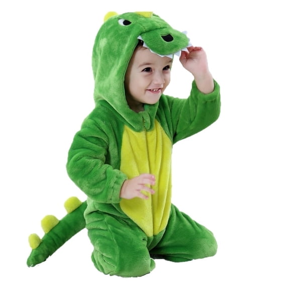 Baby Green Dinosaur Costumes Unisex Toddler Onesie Halloween Dress Up Romper, 4-5 Years Old