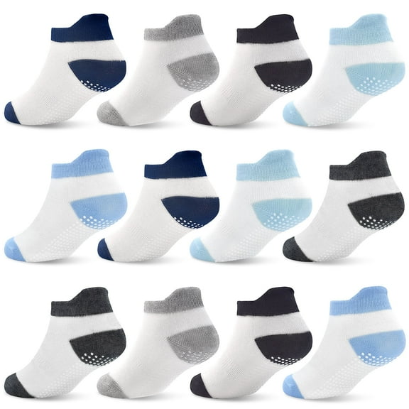 Toddler Grip Socks - 12 Pairs Baby Non Slip Socks Cute Toddler Socks for 0-5 Years Girls Boys