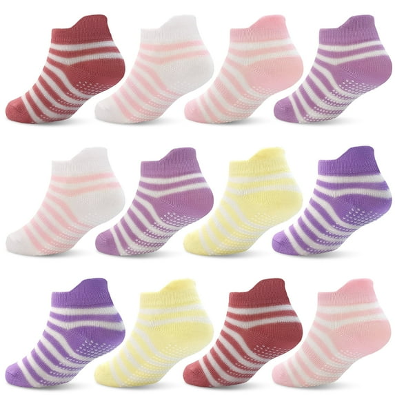 Toddler Grip Socks - 12 Pairs Baby Non Slip Socks Cute Toddler Socks for 0-5 Years Girls Boys