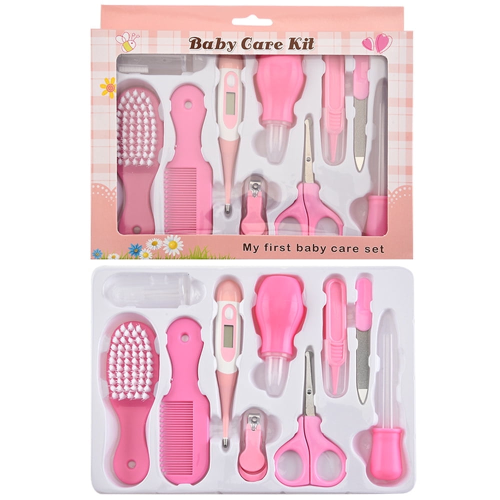 Baby Grooming Kit,Baby Healthcare Kit,Newborn Baby Care Accessories Baby Health Care Set Baby Nail Clipper Scissors Hair Comb Brush Nose Cleaner Safety for Toddler Infant Nursing Grooming (Pink)