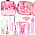 thumbnail image 1 of Baby Grooming Kit,BUSATIA 21 in 1 Infant Safety Care Set with Hair Brush Comb Nail Clipper Nasal Aspirator,Baby Essentials Kit for Newborn Girls Boys-Pink Baby Grooming kit, 1 of 8
