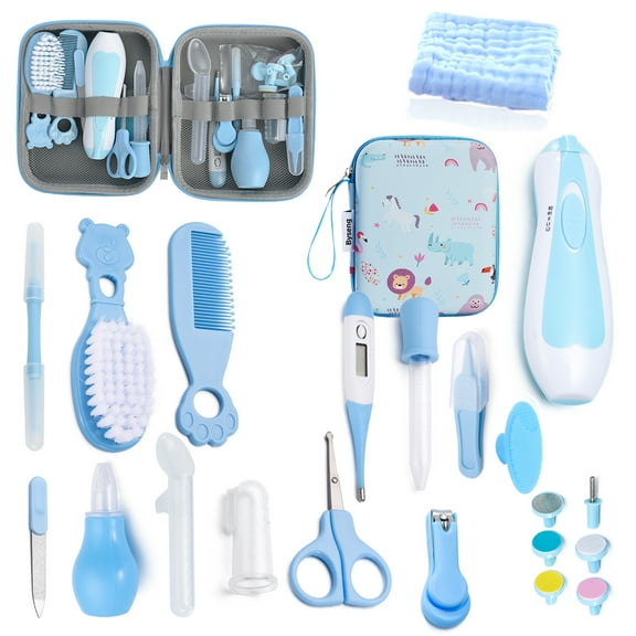 Byseng Baby Grooming Kit, 21 in 1 Nursery Care Set with Electric Nail Trimmer for Newborn Infant - Blue