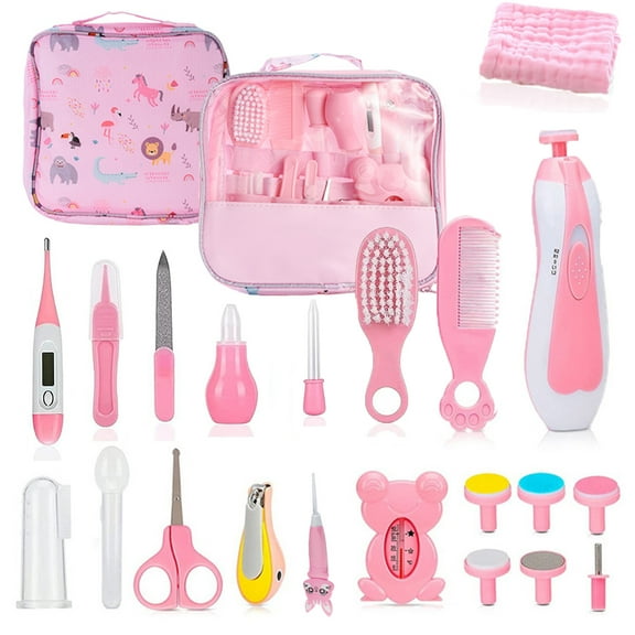 Baby Grooming Kit, Byseng 23 in 1 Newborn Nursery Health Care Set for Newborn Infant Toddlers Baby Boys Girls (0-3 Years+) - Pink